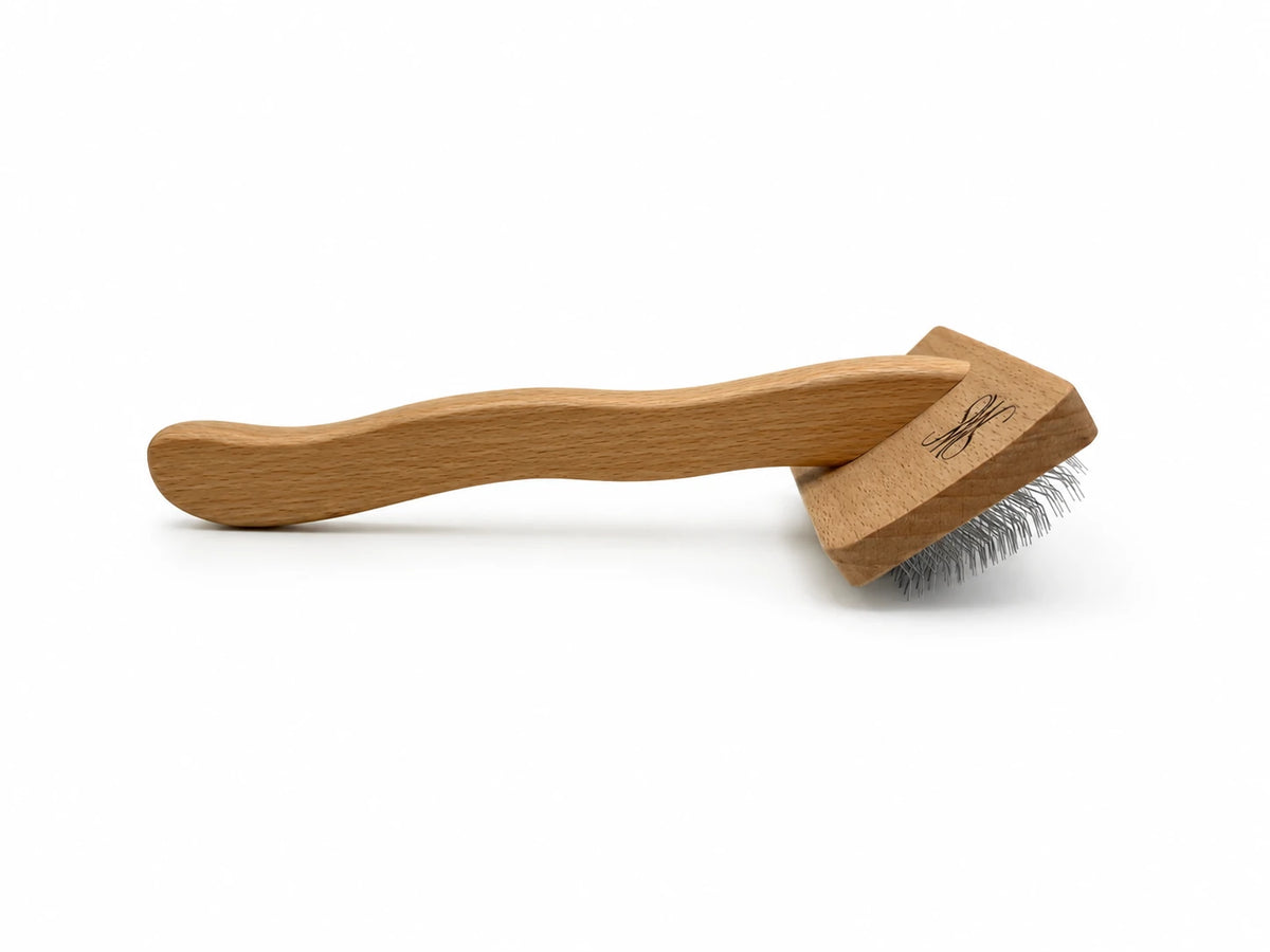 Large Slicker Brush – Wooden Handle Side View