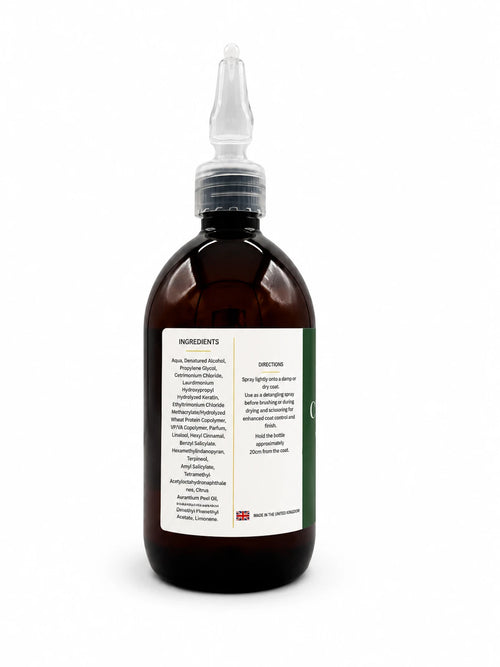 Martina Waterman Detangling Dog Scissor Spray 500ml ingredients and directions label