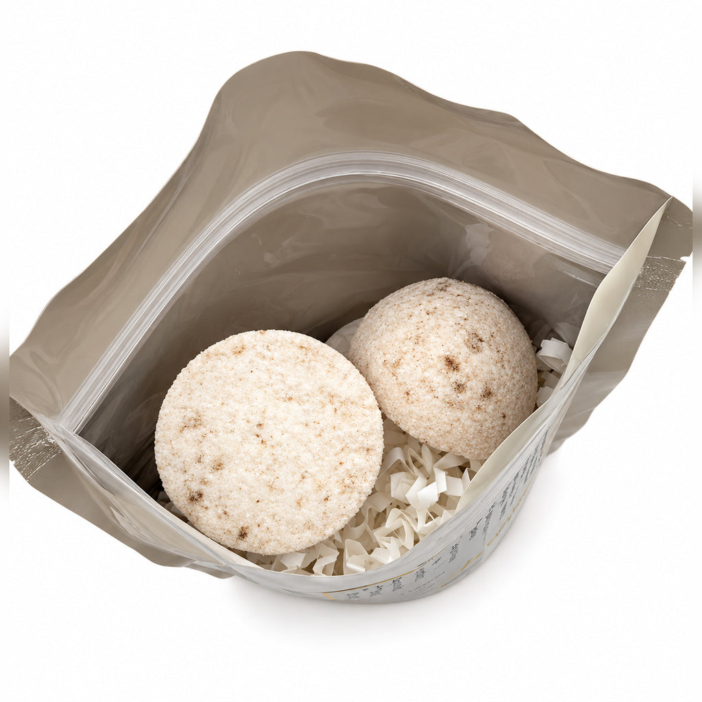 Open pouch of 5 Revive dog bath bombs