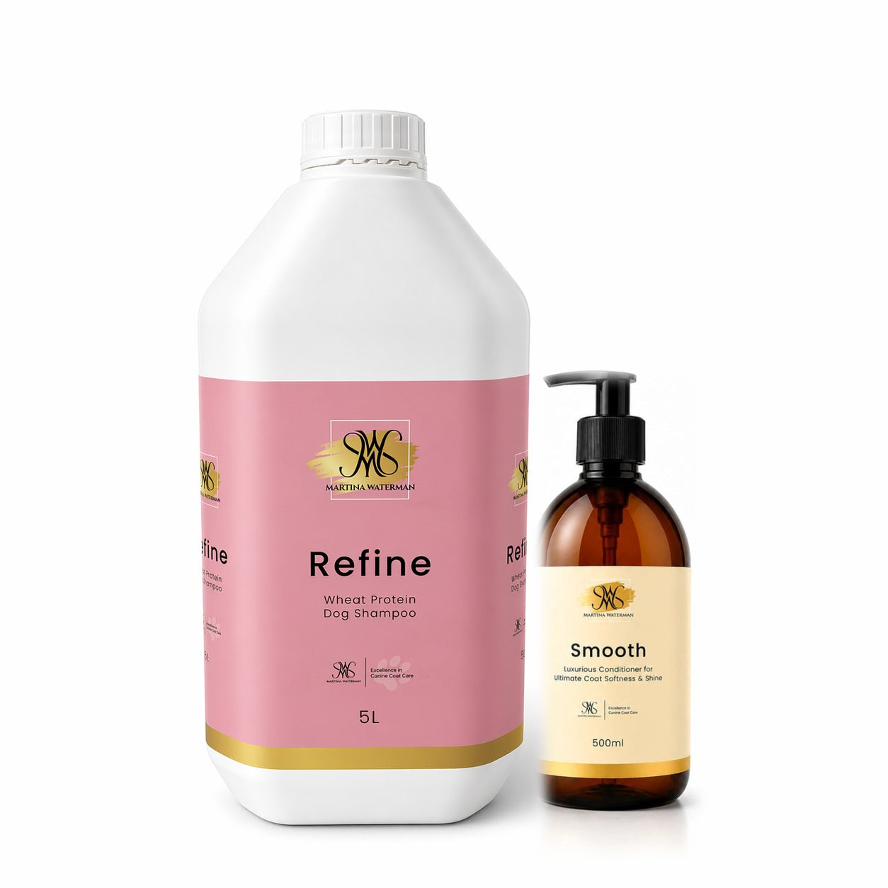 Martina Waterman Refine Dog Shampoo 5 Litre and Smooth Dog Conditioner 500ml, back in stock soon