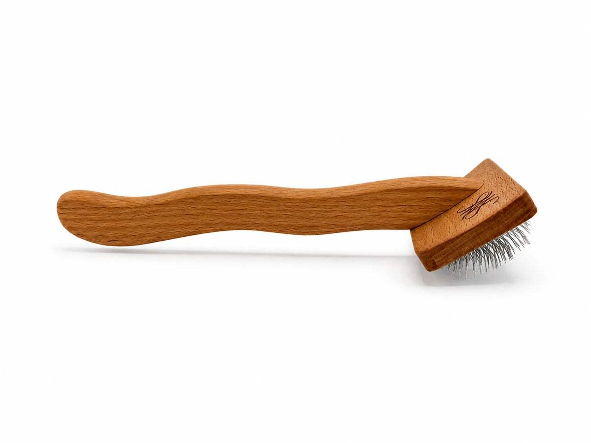 Small Slicker Brush – Wooden Handle Side View